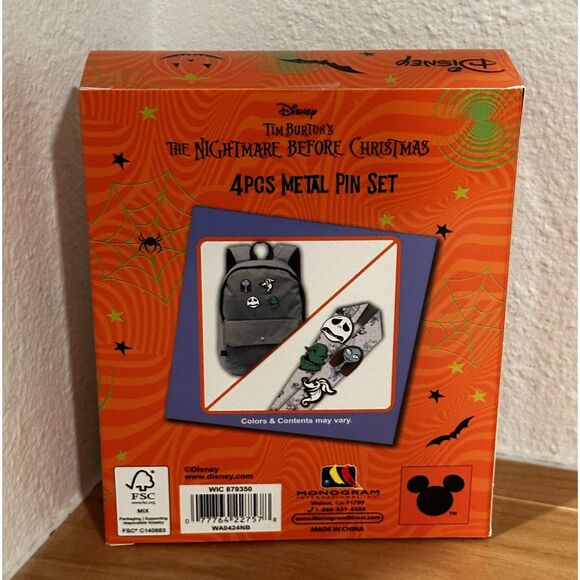 Disney Nightmare Before Christmas Metal Pins 4-pc Set NIB - Picture 2 of 5